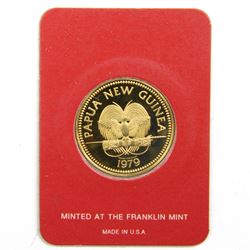 Papua New Guinea 1979 gold proof one-hundred kina coin, cased with certificate