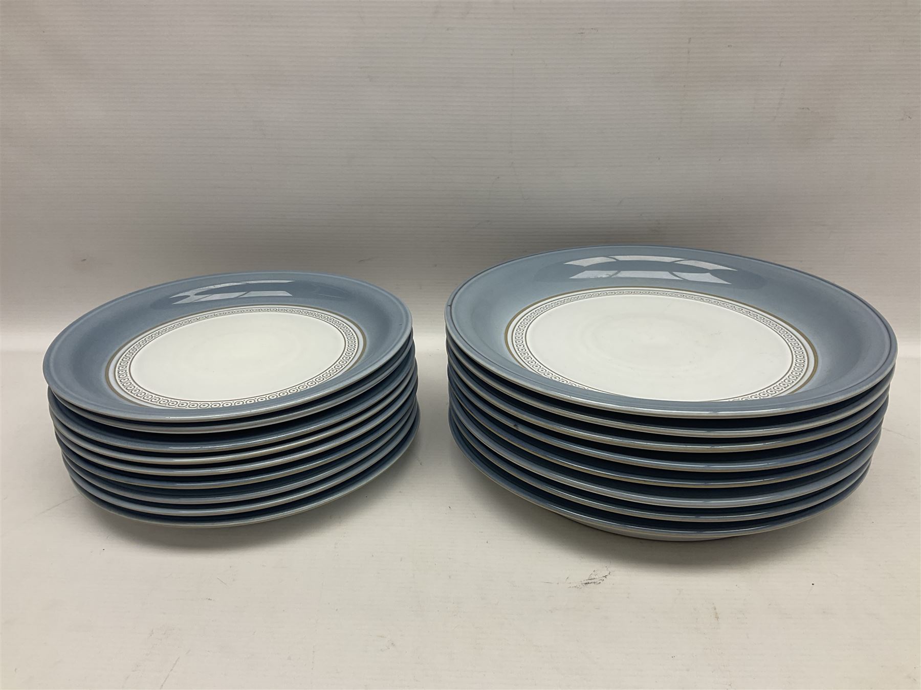 Denby Castile part tea and dinner service, including teapot, eight dinner plates, nine cups and saucers, nine side plates etc
