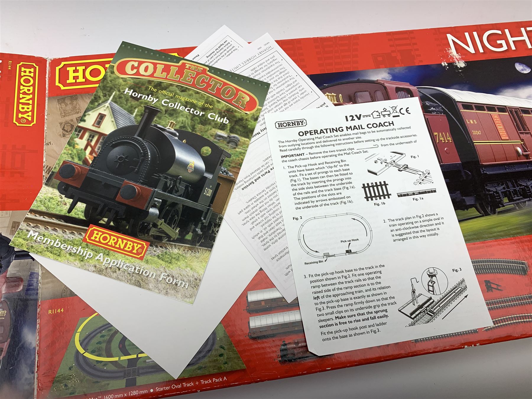 Hornby '00' gauge - electric Mail Train set with 0-6-0 tank locomotive No.7414, travelling post office and brake coach; boxed with Trakmat and paperwork