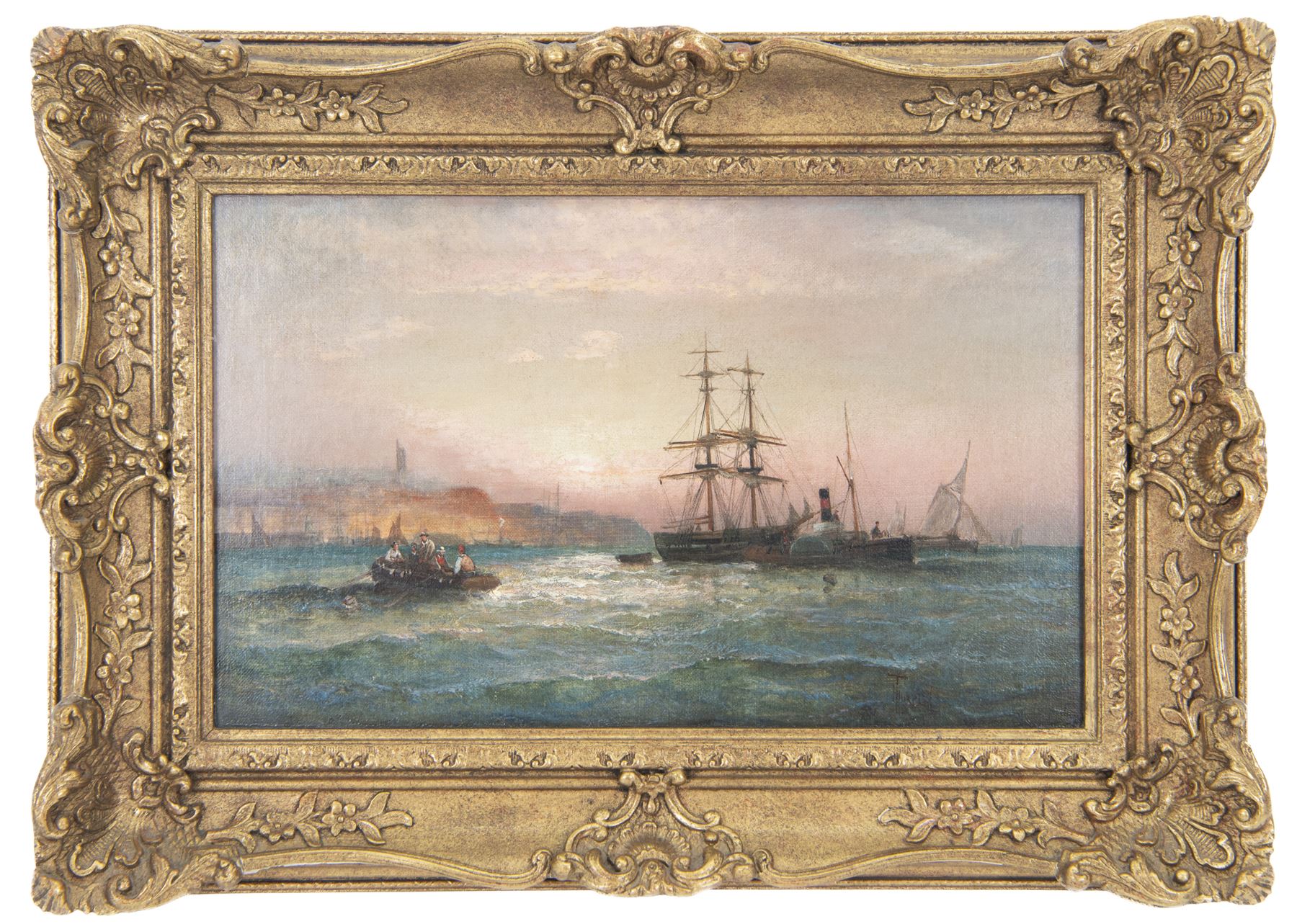 William Anslow Thornley (British fl.1858-1898): Sail and Steam 'Off Ramsgate', oil on canvas signed, faintly titled verso 24cm x 39cm 