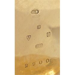 Early 20th century 9ct gold open face, keyless lever presentation pocket watch by Globe Watch Company, white enamel dial with Arabic numerals and subsidiary seconds dial, hallmarked