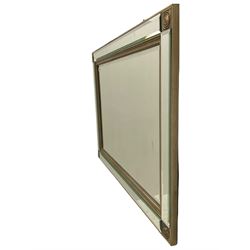 Rectangular wall mirror, antique gilt and mirrored frame, bevelled plates
