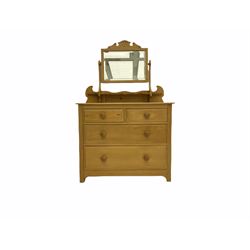 Edwardian pine dressing chest, swing mirror back