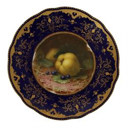 20th century Coalport plate, the centre painted with apples and grapes, signed FH Chivers,...