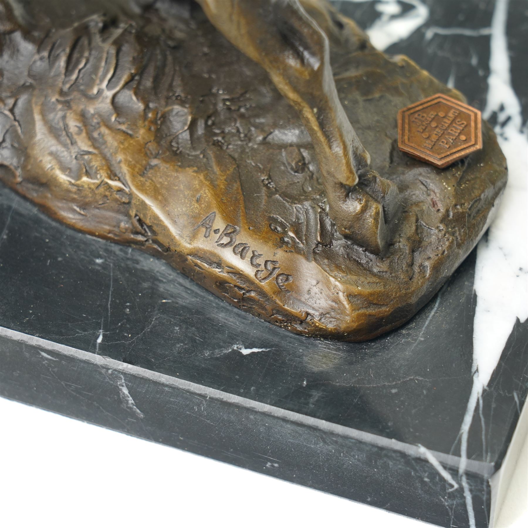 After Antoine Louis Barye - bronze figure of a charging Bull, H13cm