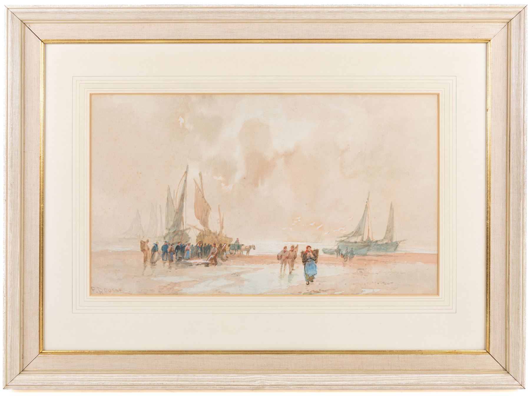 Frank Rousse (British fl.1897-1917): Bringing in the Catch, watercolour signed 28cm x 49cm; Edward H Simpson (British 1901-1989): Drawing in the Nets, watercolour signed 33cm x 53cm (2)