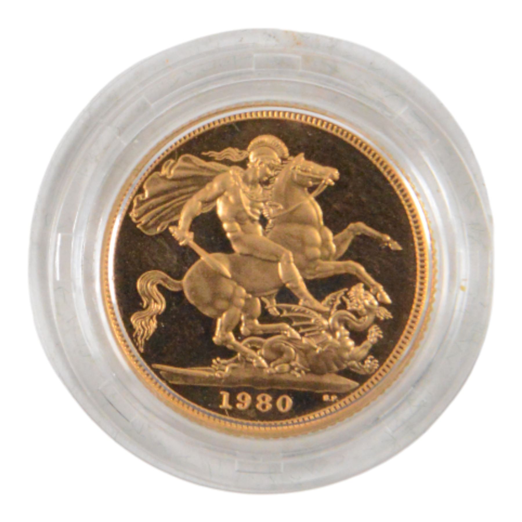 Queen Elizabeth II 1980 gold proof full sovereign coin, cased with certificate