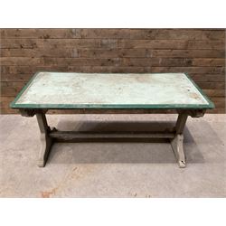 Early 20th century painted wood and enamel Military folding campaign table