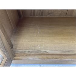 Catman - Yorkshire oak side cabinet, fitted with two glass doors, carved inset Cat signature, by Chris Checksfield of Whitby (Ex Gnomeman)