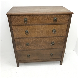 Early 20th century oak chest, four long drawers, W94cm, H107cm, D47cm