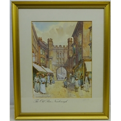  Frank Rousse (British fl.1897-1917): 'The Old Bar Newborough' Scarborough, watercolour signed 28cm x 21.5cm and Scarborough, 19th century engraving hand coloured 26cm x 43cm (2)  