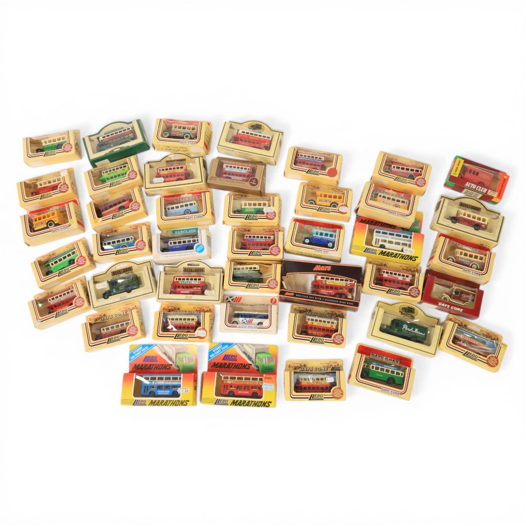 Collection of Lledo bus models, all boxed