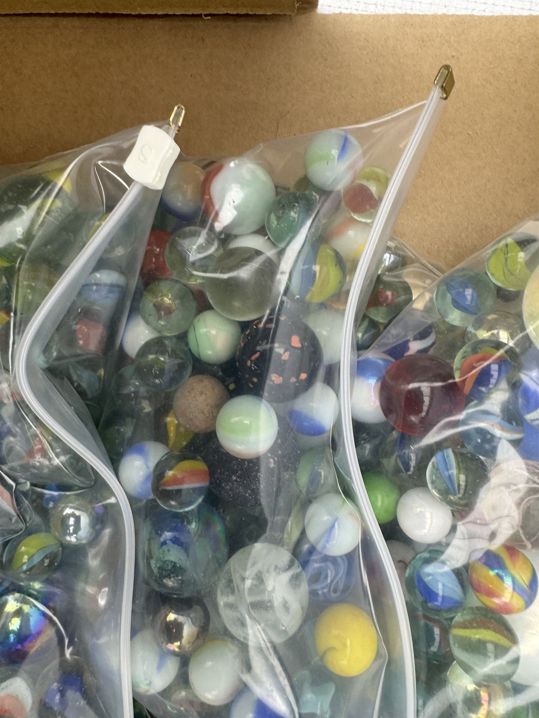 Large quantity of vintage glass marbles, in one box