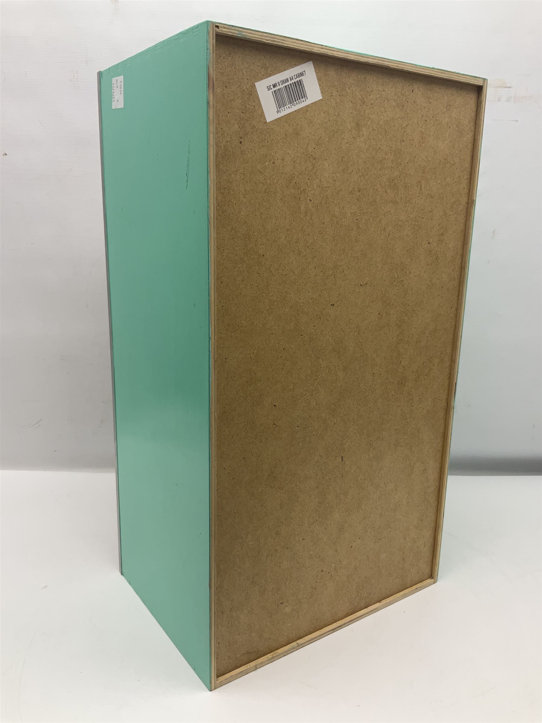 Tabletop chest with nine drawers, with Dinky toy and other die-cast model parts, drawers H62cm