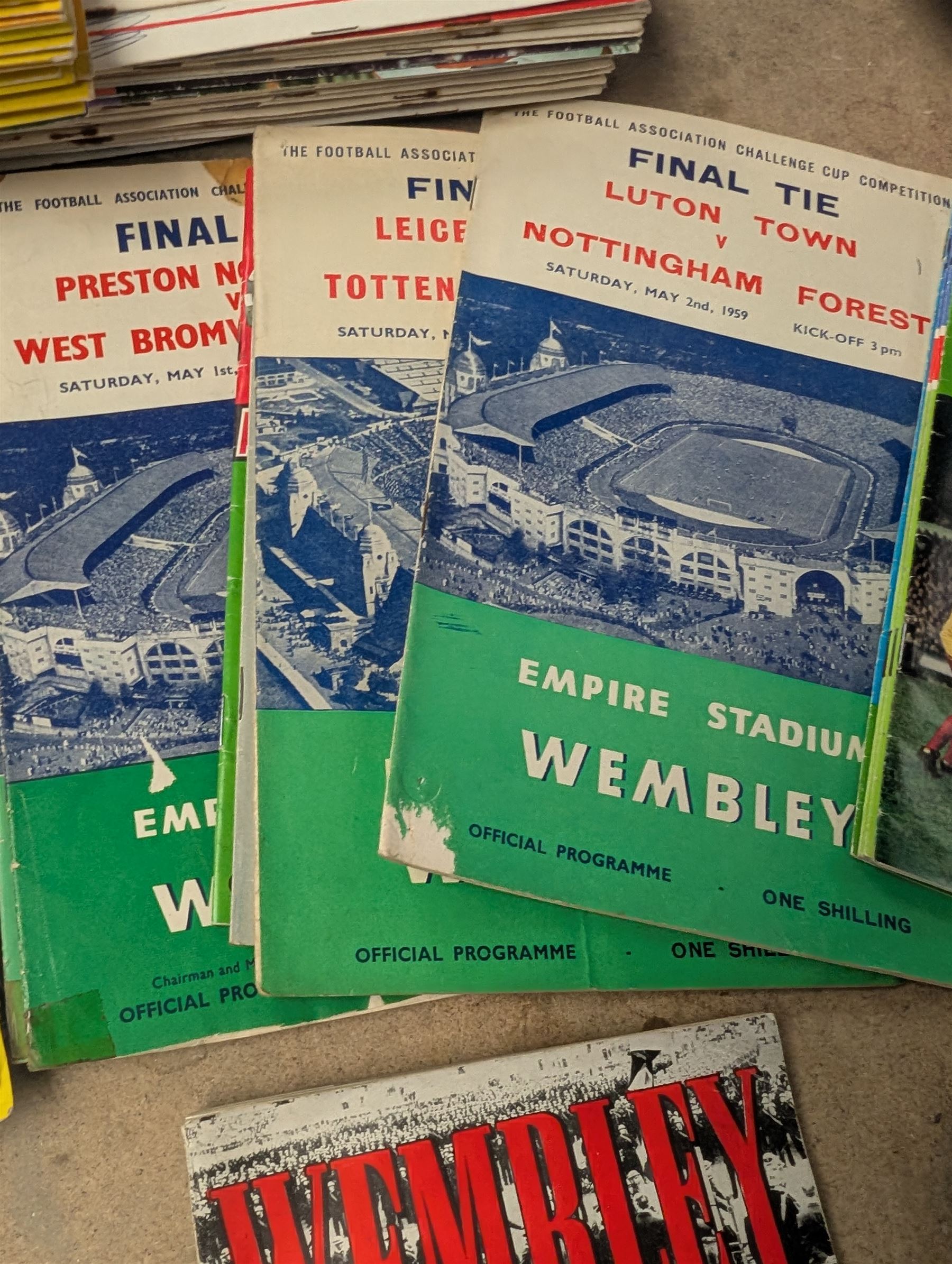 1946 FA Cup Final football programme Derby County vs Charlton Athletic with a ticket stub for the final, together with approximately 170 football programmes from 1950s-1970s, including FA Cup and International examples