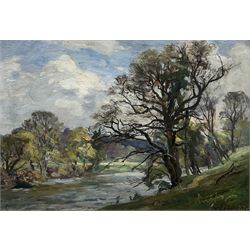 William Greaves (British 1852-1938): 'The River Wharfe near Woodhall Leeds', oil on panel signed and dated '25, original title label verso 24cm x 34cm