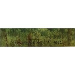 Edward H Thompson (British 1879-1949) 'June - Derwentwater and Causey Pike from Broomhill Point, watercolour signed and dated 1922, titled on artist's studio label verso 20cm x 30cm