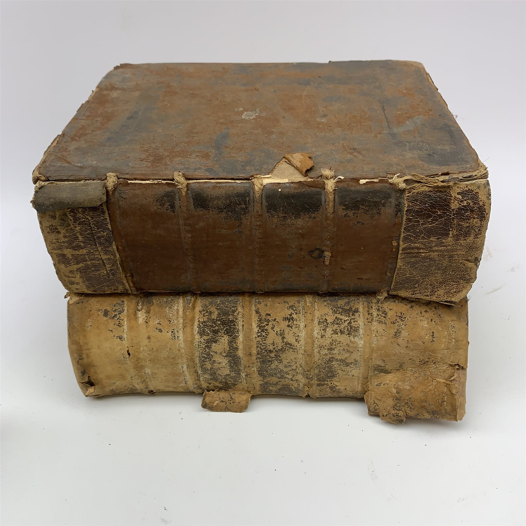Holy Bible. 1766. London Mark Baskett; and another Holy Bible. 1770. Oxford. Wright & Gill. Both with full leather binding.