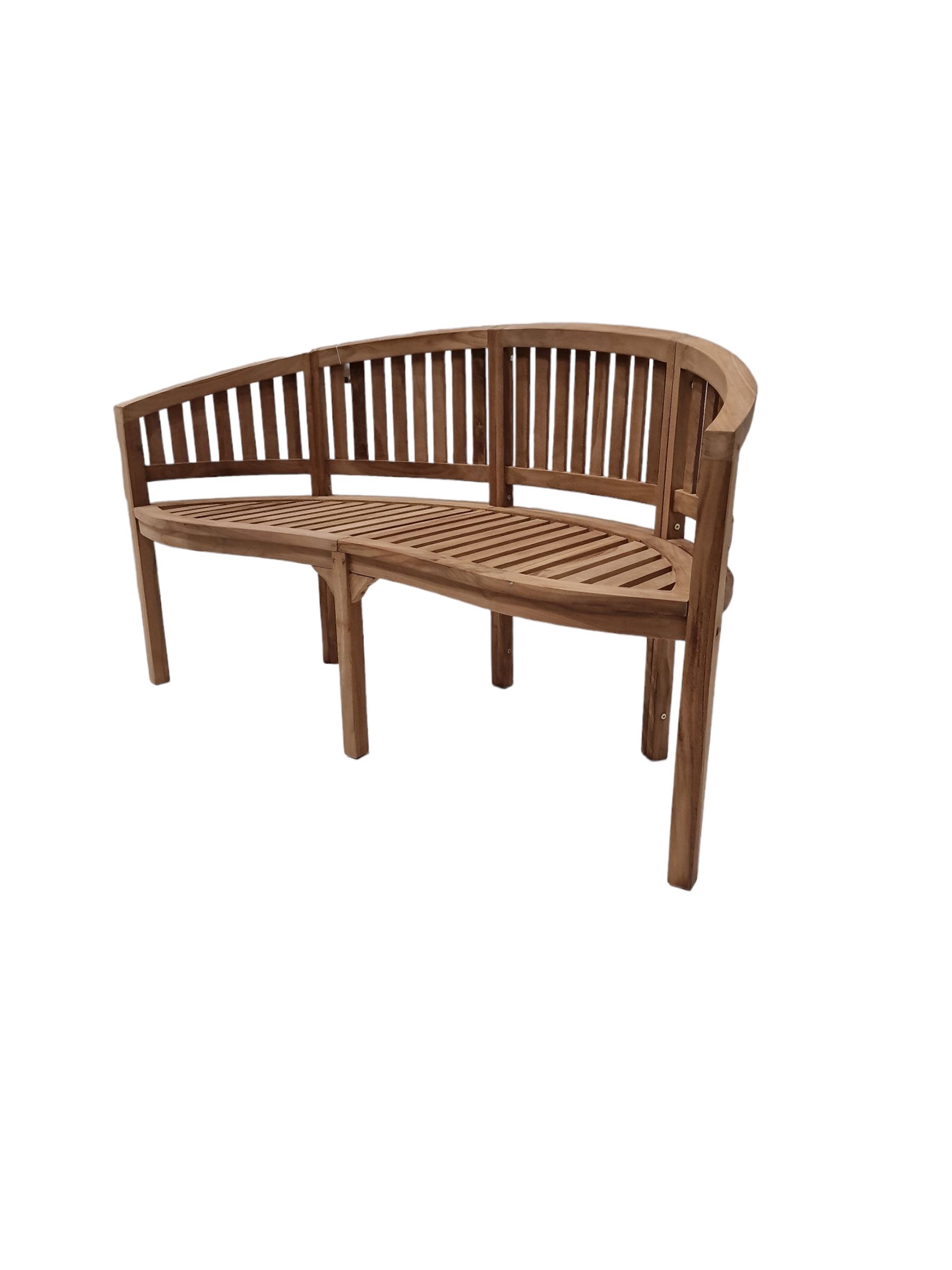 Teak wood slatted serpentine garden bench  - THIS LOT IS TO BE COLLECTED BY APPOINTMENT FROM DUGGLEBY STORAGE, GREAT HILL, EASTFIELD, SCARBOROUGH, YO11 3TX