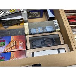 Forty-four modern die-cast models/sets by Matchbox, Corgi, Lledo, Atlas, EFE etc including military and commercial vehicles, cars and promotional vehicles, buses etc; all boxed (44)