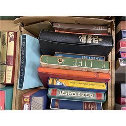 Large collection of Folio Society society books on various subjects, including Pepys Diary 1660-1669 in 3 volumes, Shakespeare eight volumes, Catherine the Great, Enigma etc, in six boxes 
