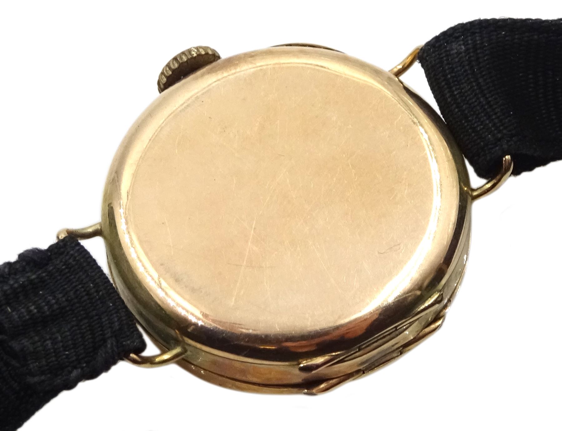 Avia 9ct gold gentleman's manual wind presentation wristwatch, hallmarked, on black leather strap and a ladies 9ct gold manual wind wristwatch, on ribbon strap