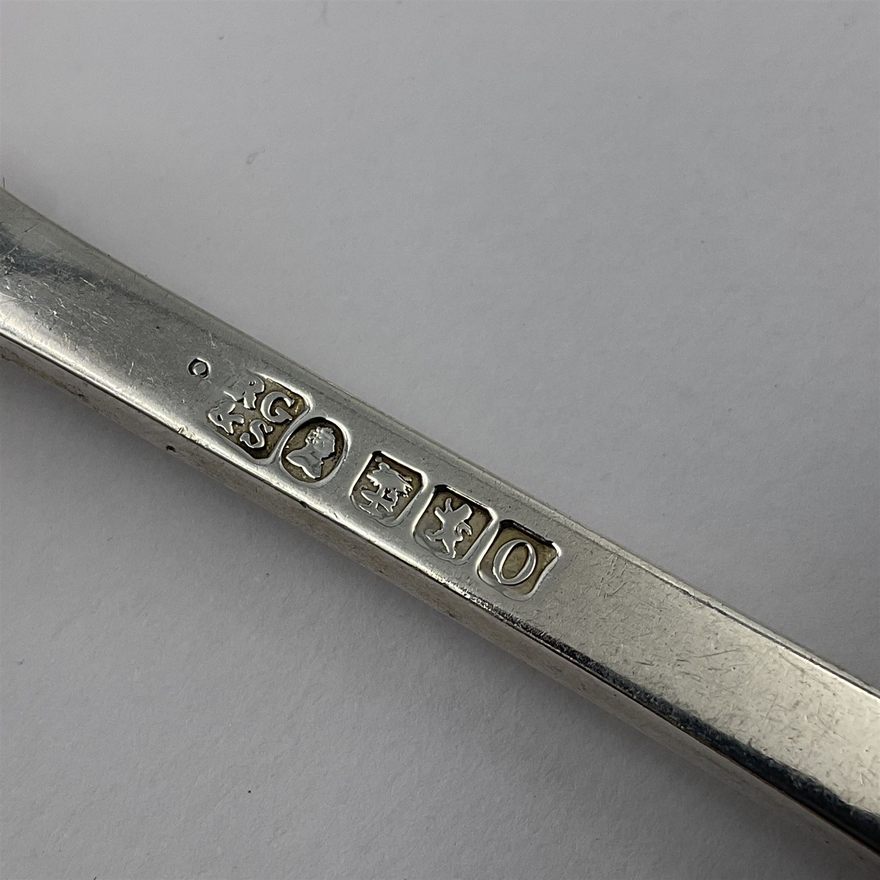 George IV Scottish silver Kings pattern cutlery for six place settings, to include table spoons, table forks, dessert spoons and dessert forks, all engraved with shamrock crest to terminal, hallmarked Robert Gray & Son, Glasgow 1833