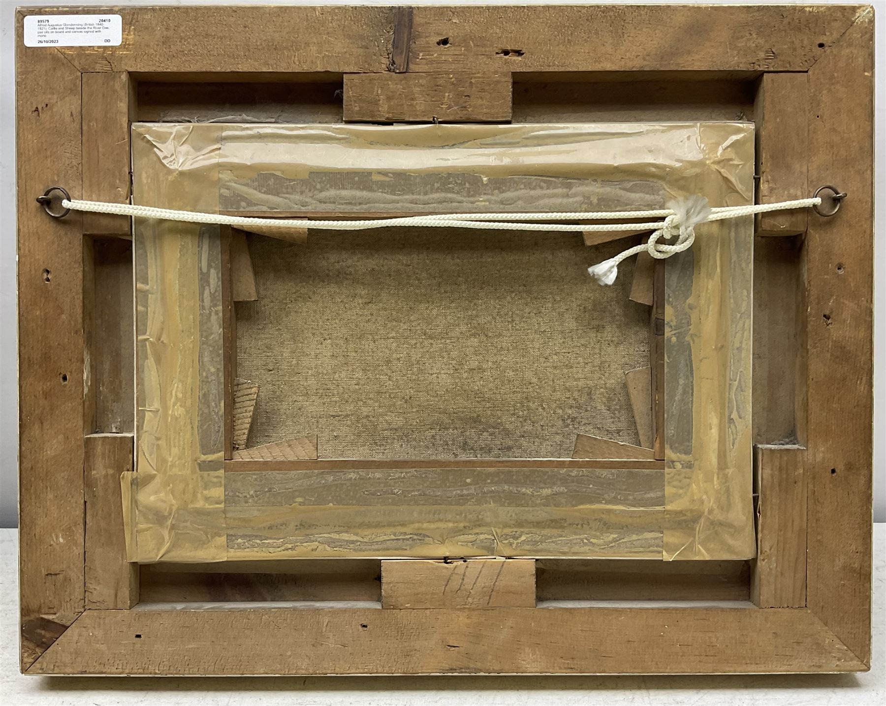 Alfred Augustus Glendening Snr. (British 1840-1921): Cattle and Sheep beside the River Dee, pair oils on board and canvas signed with monograms and dated '09, 19cm x 29cm (2)
Provenance: with original hand written letter of provenance from Uncle Bob (R W Cameron, Tailor of Queen's Road, London) gifting the pictures to his niece Diddy for her 21st Birthday dated March 1st 1910