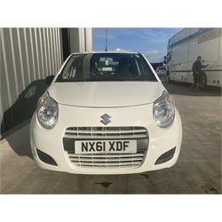 2011 Suzuki Alto SZ2, manual transmission, White, 5 door hatchback. 1 litre petrol. 2 keys, V5 present. Service History, New battery fitted. 25,457 miles. Selling on behalf of the executors of a local estate.

Alternative buyers premium rate applies. - THIS LOT IS TO BE COLLECTED BY APPOINTMENT FROM DUGGLEBY STORAGE, GREAT HILL, EASTFIELD, SCARBOROUGH, YO11 3TX