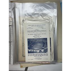Collection of football memorabilia belonging and relating to the Hull based referee Frank Coultas, including 9ct gold Referee's medal for the 1957 Aston Villa v Manchester United FA Cup Final, inscribed 'The Football Association, F.B Coultas, F.A. Challenge Cup Competition, Final Tie 1957', hallmarked and in original case; the kit worn by him to referee the 1957 FA Cup Final and ephemera relating to the match including photographs, programmes and tickets; together with other football memorabilia collected by Frank Coultas, including programmes, photograph and ticket stubs, with some items relating to the 'Busby Babes'