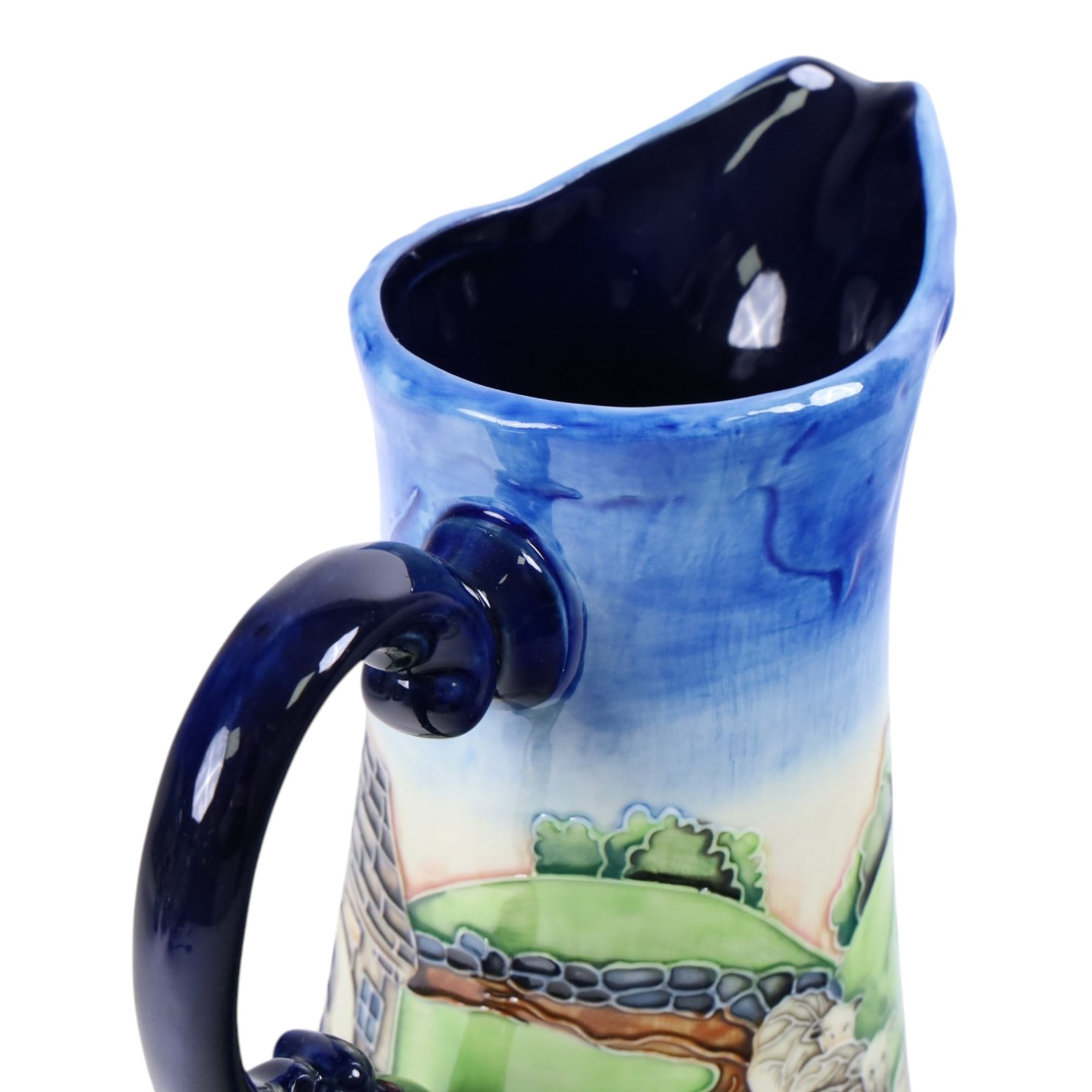 Five pieces Old Tupton Ware Farmyard pattern, comprising three vases, jug and teapot, largest vase H28cm