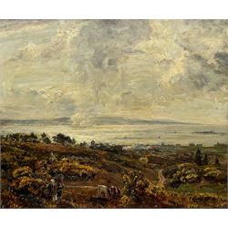 Herbert F Royle (British 1870-1958): 'The Dee Estuary from Caldy Hill - Wirral', oil on canvas signed, titled and signed verso 63cm x 75cm