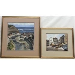 D Ashton (20th century): Robin Hood's Bay & Staithes, two watercolours signed and dated '88, 22cm x 27cm & 36cm x 34cm (2)