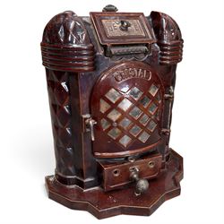 Deville & Cie of Charleville - early 20th century Art Deco cast iron and burgundy enamel '...
