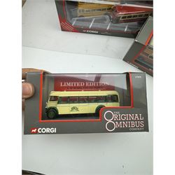 Nineteen limited edition Corgi The Original Omnibus 1:76 scale diecast models, including 45001 Dorset Delights, 45002 The Varsity Set and 97095 Lancashire Holiday Set, all boxed with certificates 