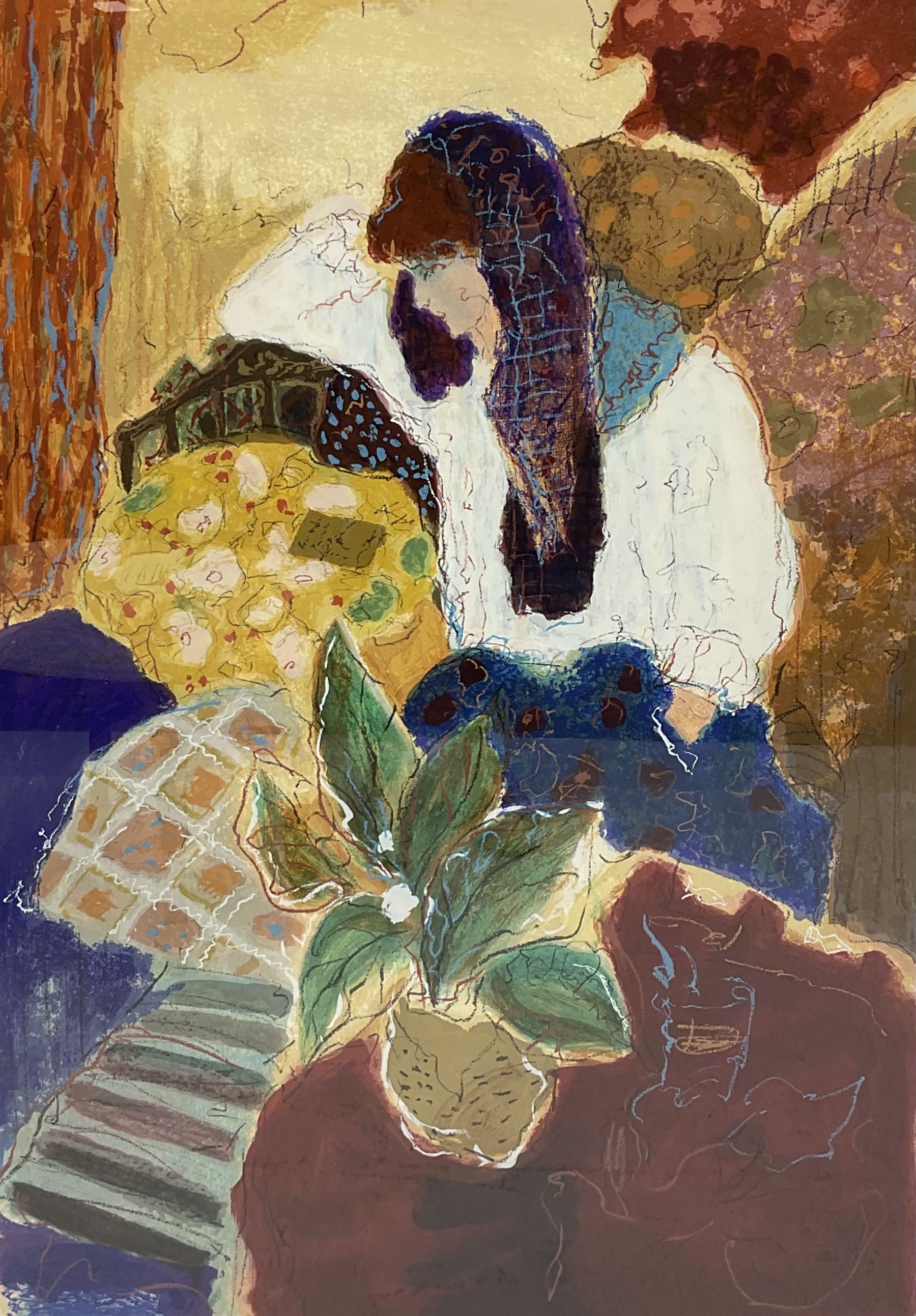 Roy Fairchild-Woodard (British 1953 -): 'Hannah', limited edition mixed media screen print signed and numbered 222/250, 90cm x 60cm