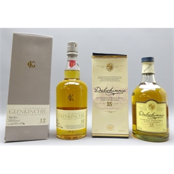  Dalwhinnie Highland Single Malt Scotch Whisky, 15 Years Old, and Glenkinchie Single Malt Scotch Whisky, 12 Years Old, both 70cl, 43%vol, in cartons, 2 bottles.  