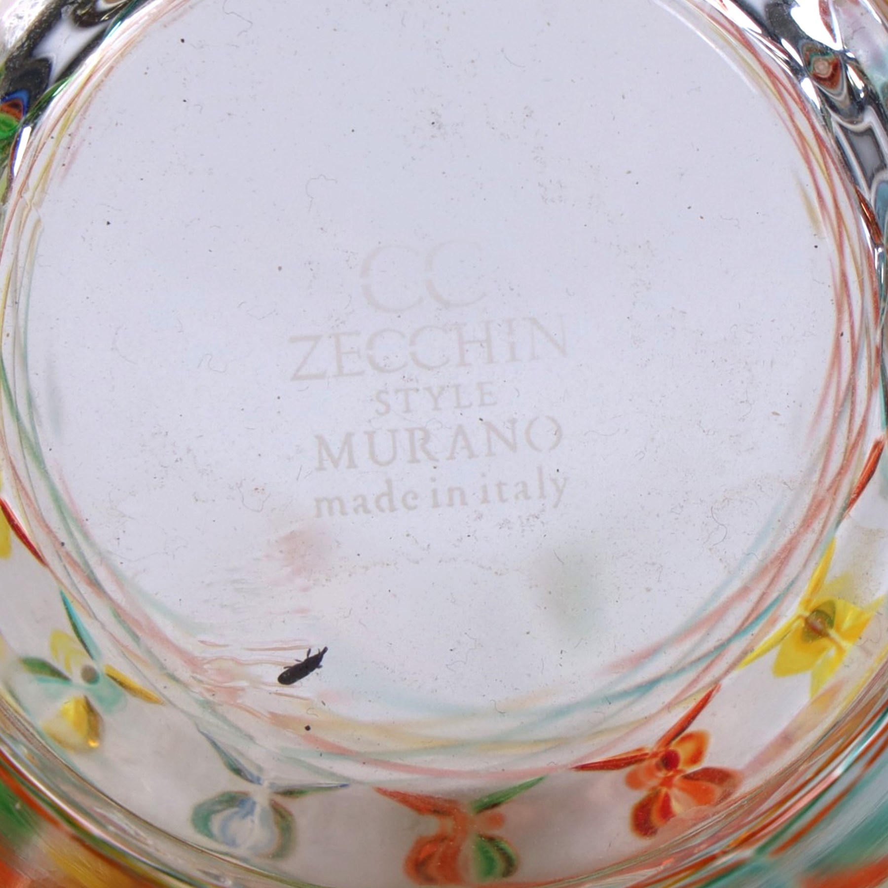 Zecchin vase, painted with reds, greens and yellows, together with a Murano vase with fluted rim, tallest H28cm