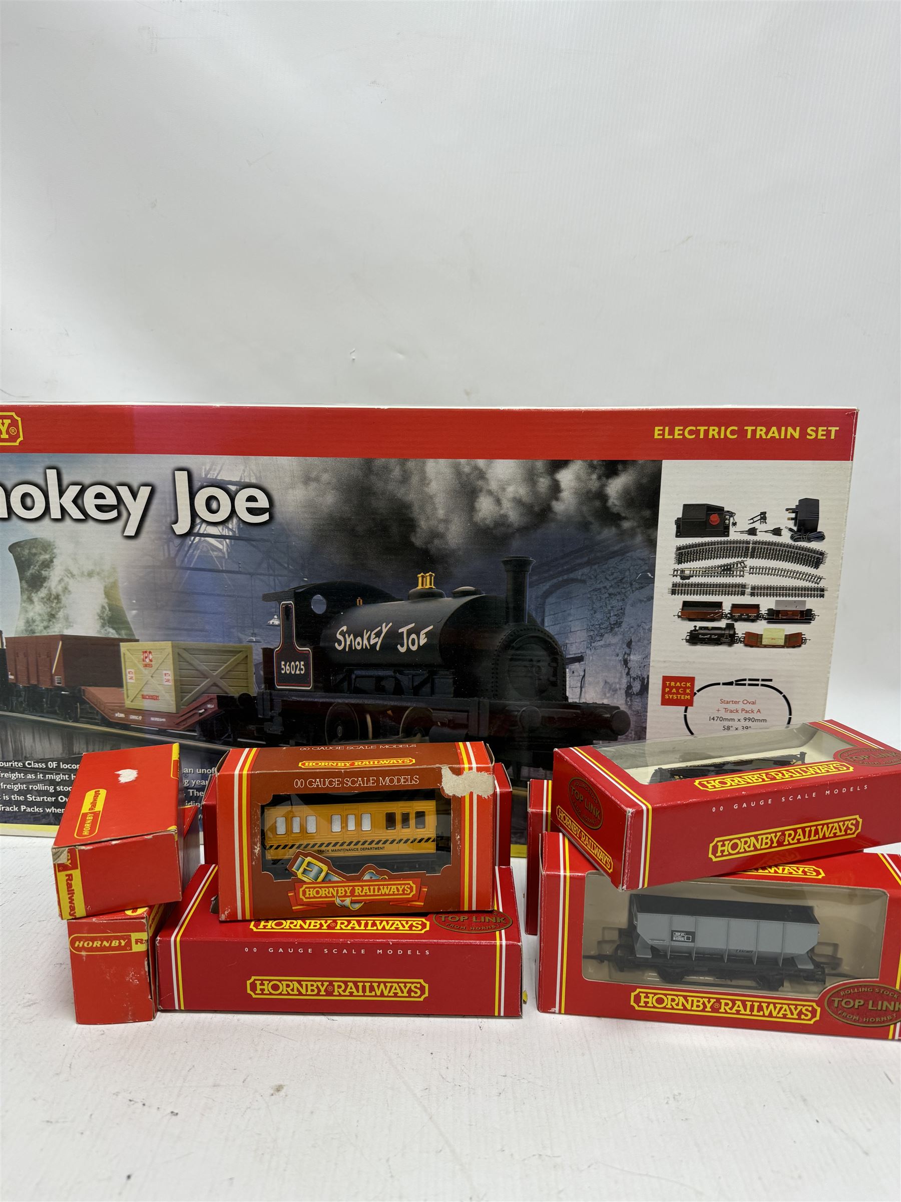 Hornby '00' gauge electric train set Smokey Joe, together with ten Hornby '00' gauge goods wagons, all boxed