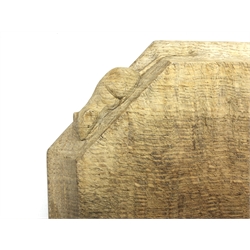  'Mouseman' oak cheese board of canted rectangular form by Robert Thompson of Kilburn, 31cm x 25cm   