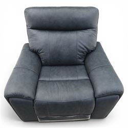 Roseland Furniture - 'Deana' electric recliner armchair, upholstered in blue leather