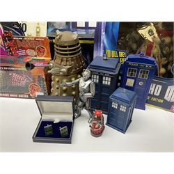 Doctor Who collectables to include ‘British Icon Dalek’ limited 50th anniversary edition in original box, collectors cookie jar, Dalek and Tardis related figures, sonic screwdrivers, small quantity of stamps, framed prints, books etc 