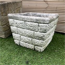 Set of five cast stone square planters  - THIS LOT IS TO BE COLLECTED BY APPOINTMENT FROM DUGGLEBY STORAGE, GREAT HILL, EASTFIELD, SCARBOROUGH, YO11 3TX