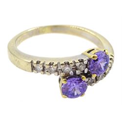 18ct gold amethyst and diamond crossover ring