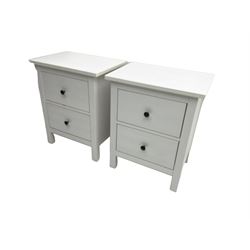 IKEA - 'Hemnes' white finish straight-front chest, fitted with two short and four long drawers; and IKEA - 'Hemnes' pair white finish bedside chests, fitted with two drawers
