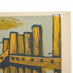 Frederick George Austin (British 1902-1990): Seashells by Groynes, colour linocut signed in pencil 37cm x 25cm (unframed)
Provenance: direct from the granddaughter of the artist