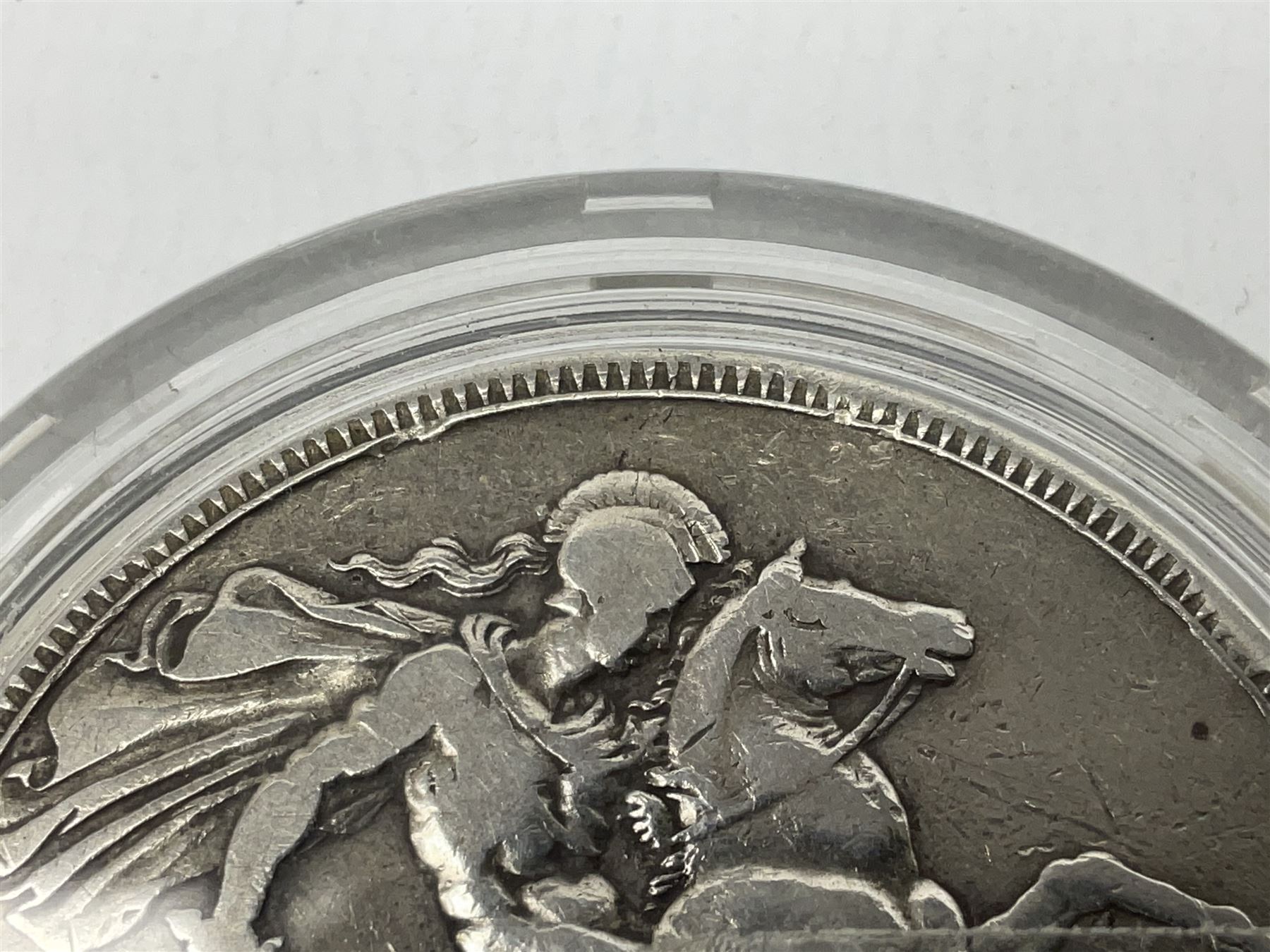 Charles I 1625 hammered silver sixpence, Queen Victoria 1894 crown coin and a cased hallmarked silver medal for the Hull photographic society, engraved '1940' 'Leonard Vokes', all housed in a red Pobjoy Mint coin box