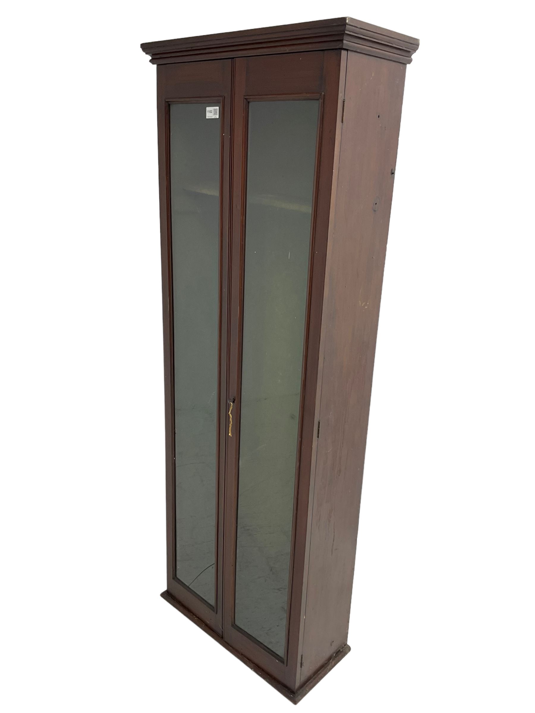 19th century mahogany gun cabinet, enclosed by two glazed doors
