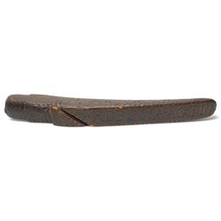 19th century carved treen knitting sheath love token inscribed 'John Clark Whickham', the reverse 'Rebecca Acktin' the sides with initials and dated 1838 L21cm