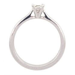 18ct white gold single stone radiant cut diamond ring, hallmarked, diamond 0.55 carat, colour D, clarity VS1, with IGL report